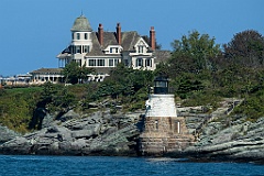 Castle Hill Lighthouse with castle Hill Inn Behind